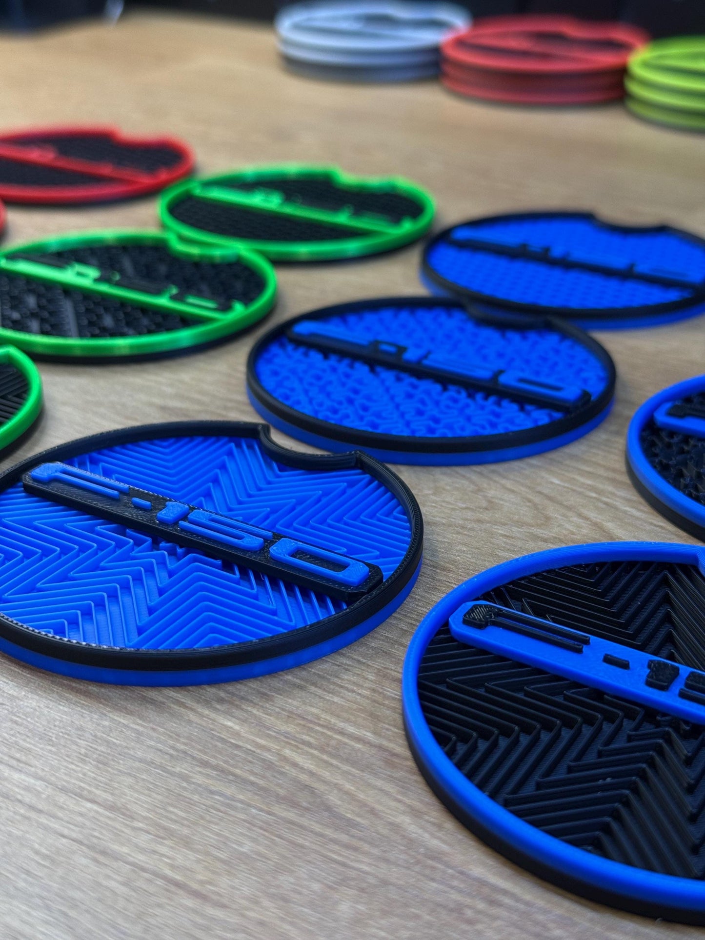 Custom Coaster Inserts - Designed to fit all F-150s - Model Years 2015-2025 - Glow or Non-Glow, Custom Colors, Set of 2