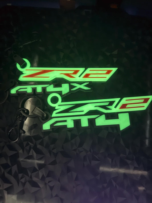 Chevrolet ZR2 Logo Keychain (Set of 2) - Glow in the Dark Car Accessories