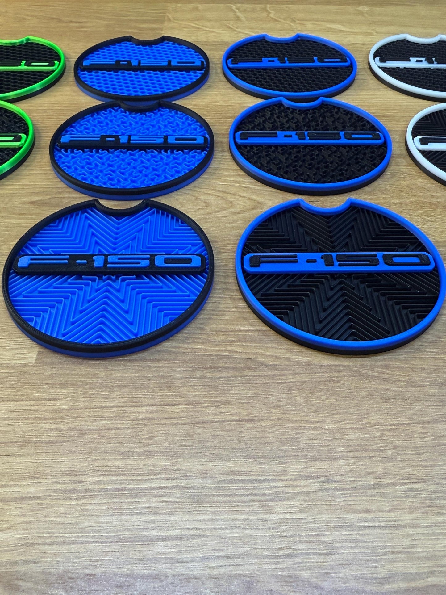 Custom Coaster Inserts - Designed to fit all F-150s - Model Years 2015-2025 - Glow or Non-Glow, Custom Colors, Set of 2