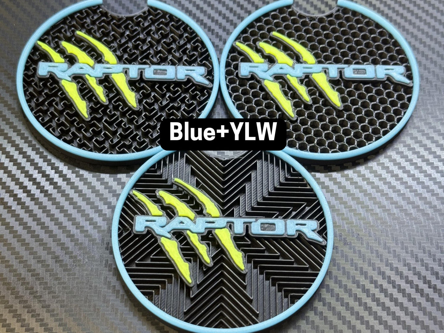 Ford Raptor Coasters: Custom Fit Cup Holder Inserts, Glow or Non-Glow, 2 or 4-Pack