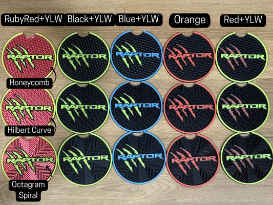 Ford Raptor Coasters: Custom Fit Cup Holder Inserts, Glow or Non-Glow, 2 or 4-Pack