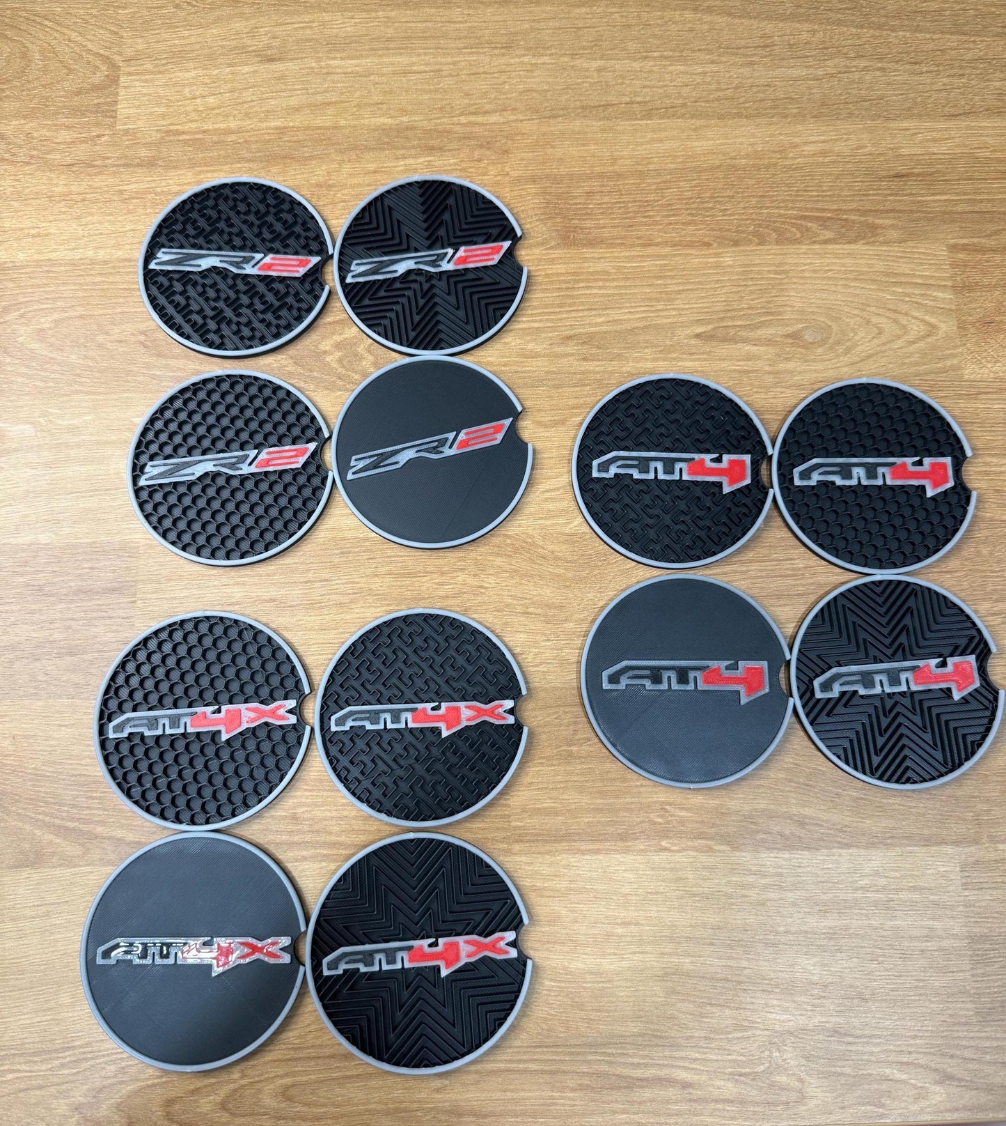 Glow-in-the-Dark Car Coasters for GMC AT4X – Spill-Collecting Design to Protect Your Vehicle. American Made!