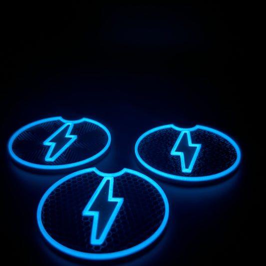 Custom Fit Truck Cup Holder Coasters for 2021+ Ford Lightning EV | Glow & Non-Glow | 2-Pack or Full 4-Pack Set