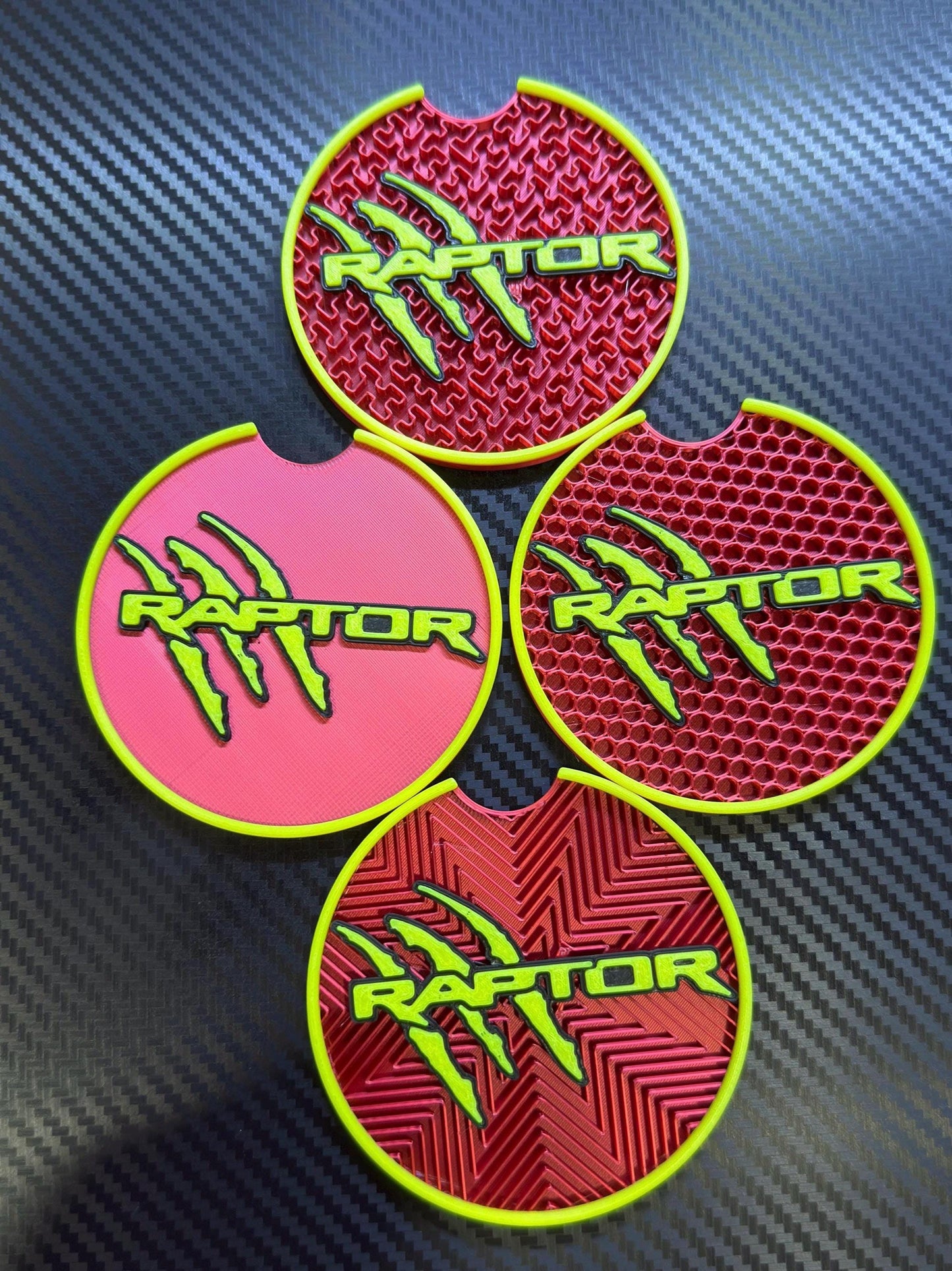 Ford Raptor Coasters: Custom Fit Cup Holder Inserts, Glow or Non-Glow, 2 or 4-Pack