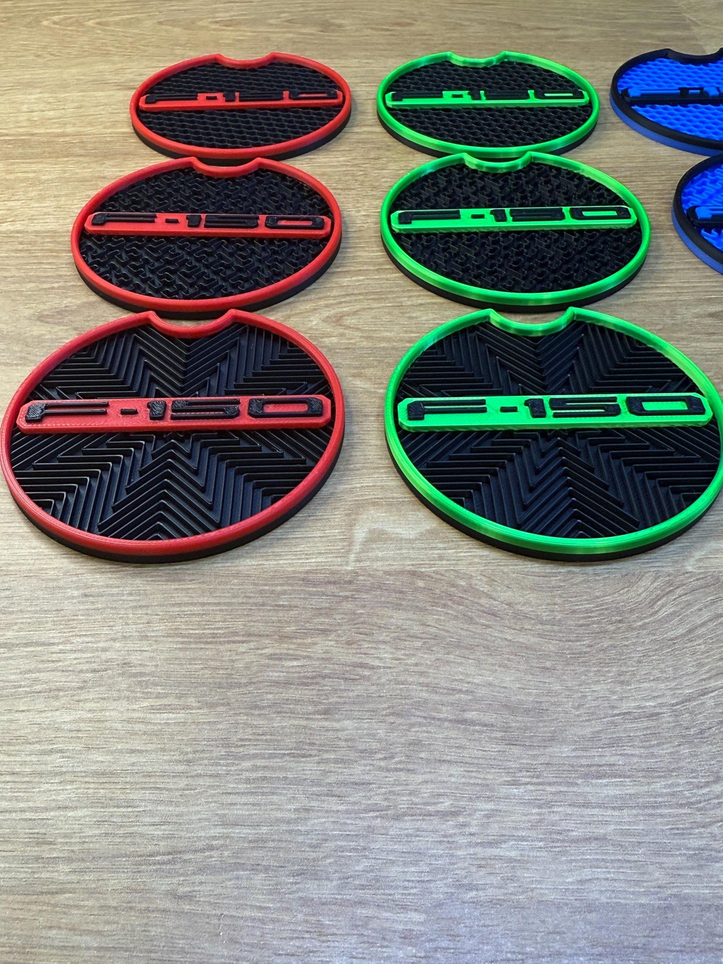 Custom Coaster Inserts - Designed to fit all F-150s - Model Years 2015-2025 - Glow or Non-Glow, Custom Colors, Set of 2