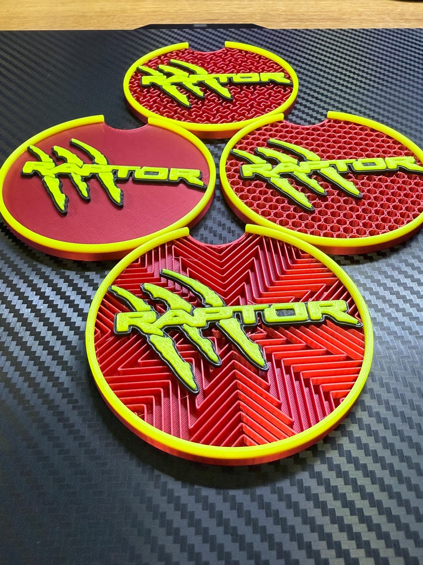 Ford Raptor Coasters: Custom Fit Cup Holder Inserts, Glow or Non-Glow, 2 or 4-Pack